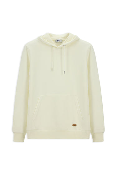 Ekru Kapüşonlu Regular Fit Desenli Pamuklu Sweatshirt