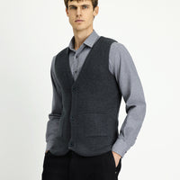 Koyu Antrasit V Yaka Triko Yelek