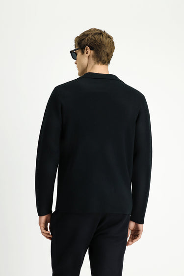 Siyah Yünlü Kruvaze Triko Hırka