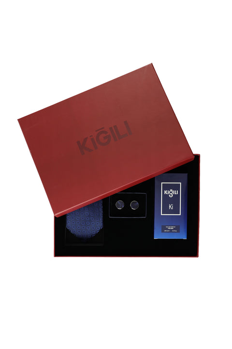 3-Piece Tie & Cufflinks & 100ml Ki Perfume Gift Box Set