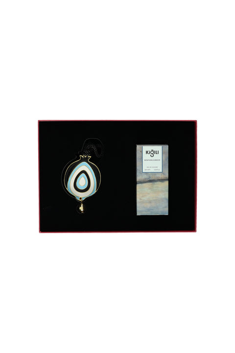 Set of 2 Evil Eye Charms & 100ml Bosphorus Breeze Cologne in a Gift Box