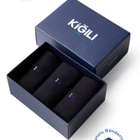 Dark Navy Blue 3-Pack Bamboo Blend Plain Socks Gift Box Set