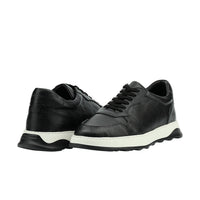 Black Sport Casual Sneaker Leather Shoes