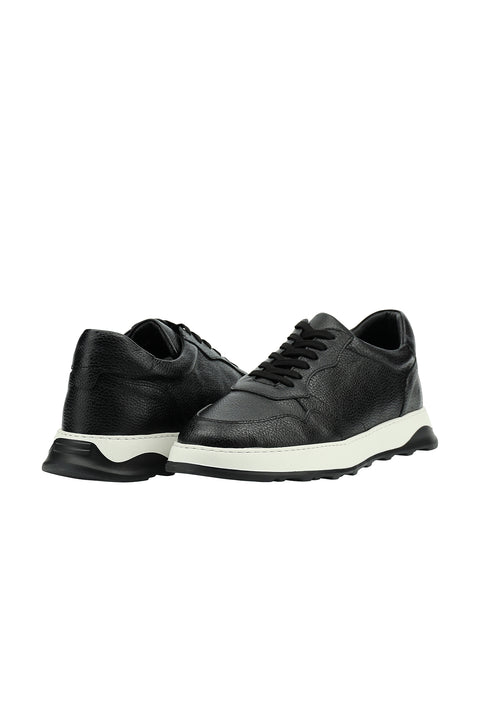 Black Sport Casual Sneaker Leather Shoes