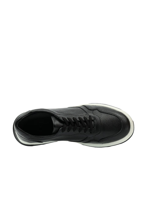 Black Sport Casual Sneaker Leather Shoes