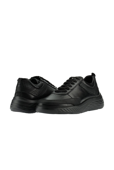 Black Sport Casual Sneaker Leather Shoes
