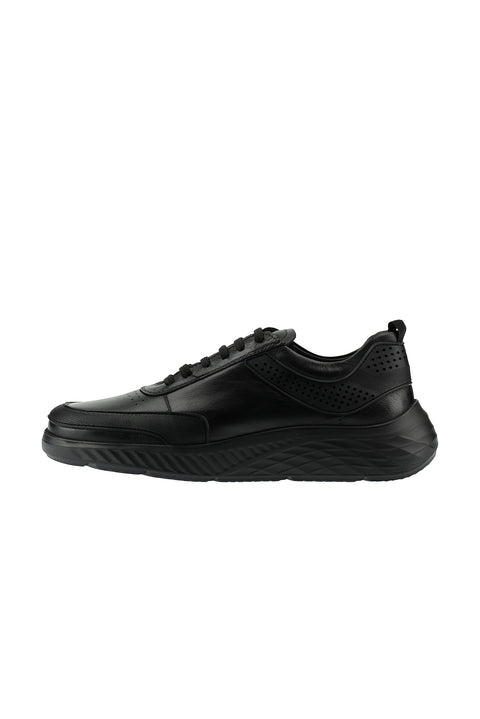 Black Sport Casual Sneaker Leather Shoes
