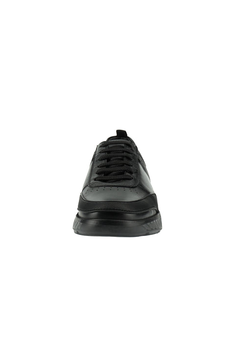 Black Sport Casual Sneaker Leather Shoes