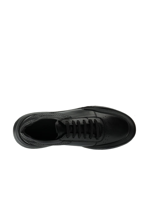 Black Sport Casual Sneaker Leather Shoes