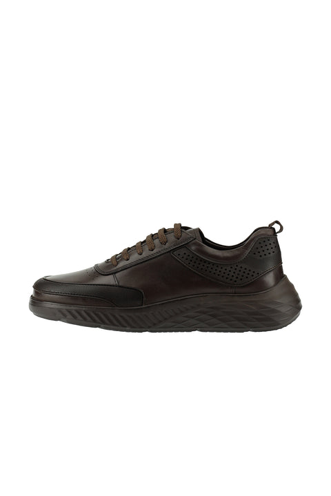 Dark Brown Sport Casual Sneaker Leather Shoes