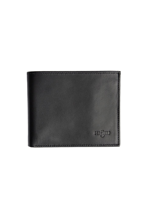 Black Plain Card Holder with Money Compartment, Genuine Leather Wallet in a Gift Box