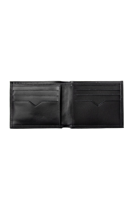 Black Plain Card Holder with Money Compartment, Genuine Leather Wallet in a Gift Box