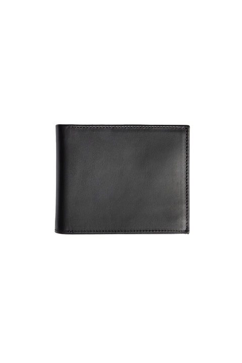 Black Plain Card Holder with Money Compartment, Genuine Leather Wallet in a Gift Box