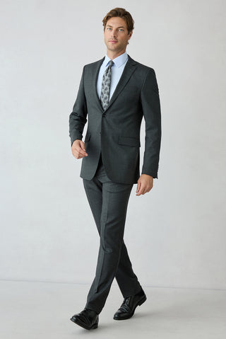 Orta Antrasit 8 Drop Long Slim Fit Düz Mono Yaka Takım Elbise