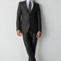 Bitter Coffee 8-Drop Long Slim Fit Herringbone Wool & Linen Blend Single-BreBreasted Suit