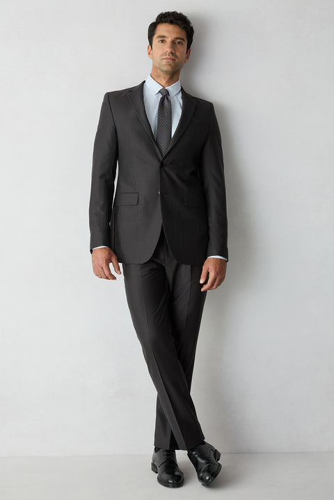Bitter Coffee 8-Drop Long Slim Fit Herringbone Wool & Linen Blend Single-BreBreasted Suit