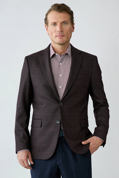 Dark Burgundy 6 Drop Regular Fit Notch Lapel Wool Classic Jacket