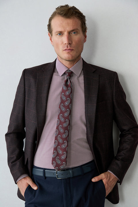 Dark Burgundy 6 Drop Regular Fit Notch Lapel Wool Classic Jacket