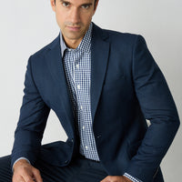 Dark Navy 7 Drop Slim Fit Notch Lapel Herringbone Classic Jacket