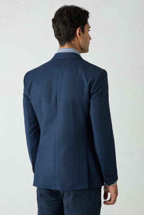 Dark Navy 7 Drop Slim Fit Notch Lapel Herringbone Classic Jacket