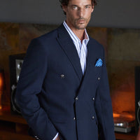 Dark Navy Blue 7 Drop Slim Fit Pointed Lapel Armory Double-Breasted Blazer Jacket
