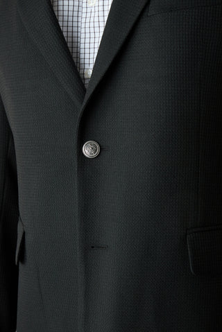 Siyah 4 Drop Relaxed Fit Mono Yaka Armürlü Blazer Ceket