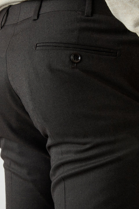 Dark Brown 7 Drop Slim Fit Plain Wool Classic Trousers
