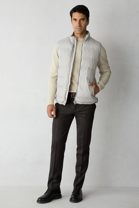 Dark Brown 7 Drop Slim Fit Plain Wool Classic Trousers