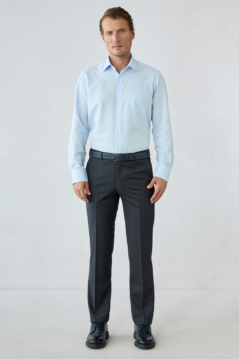 Koyu Füme 7 Drop Slim Fit Dar Kesim Desenli Klasik Kumaş Pantolon