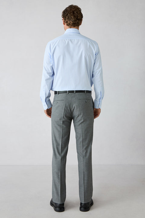Orta Gri 7 Drop Slim Fit Balıksırtı Klasik Pantolon