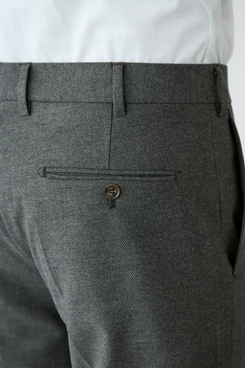 Medium Brown 6 Drop Regular Fit Herringbone Classic Trousers