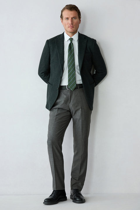Medium Brown 6 Drop Regular Fit Herringbone Classic Trousers