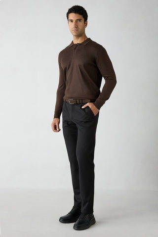 Siyah Regular Straight Fit Düz Likralı Spor Pantolon