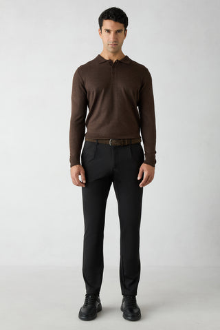 Siyah Regular Straight Fit Düz Likralı Spor Pantolon