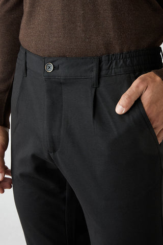 Siyah Regular Straight Fit Düz Likralı Spor Pantolon