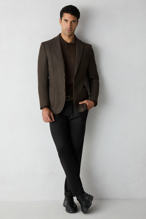 Black Regular Straight Fit Plain Lycra Sports Trousers