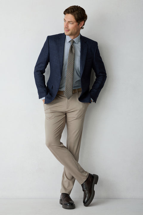 Orta Vizon Straight Regular Fit Lyocell Karışımlı Beli Lastikli Pileli Kanvas / Chino Pantolon