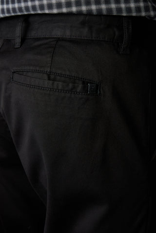 Siyah Regular Fit Standart Kesim Lyocell Karışımlı Yandan Cepli Likralı Esnek Kanvas / Chino Pantolon