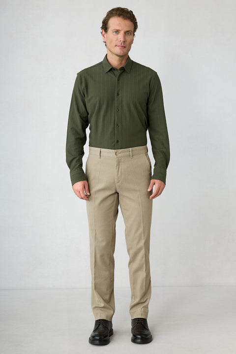Medium Beige Regular Fit Cotton Joggers