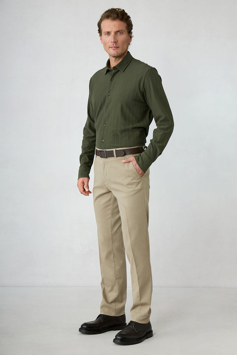 Medium Beige Regular Fit Cotton Joggers