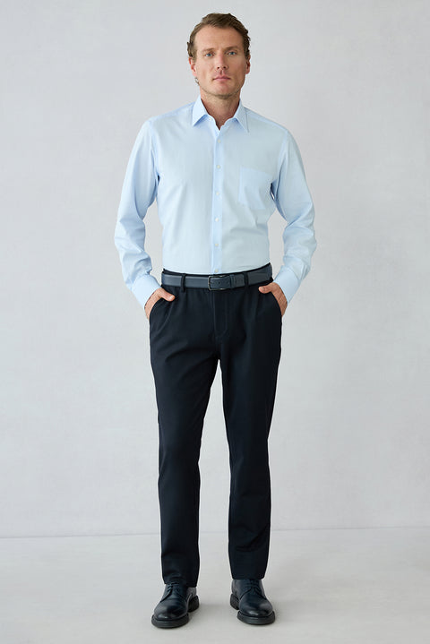 Dark Navy Regular Fit Plain Elasticated Waist Wool Blend Sports Trousers