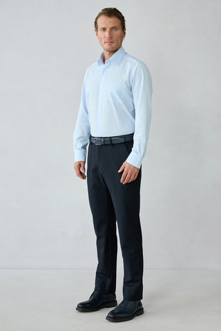 Koyu Lacivert Regular Fit Düz Beli Lastikli Yünlü Spor Pantolon