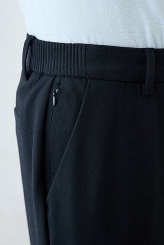 Koyu Lacivert Regular Fit Düz Beli Lastikli Yünlü Spor Pantolon