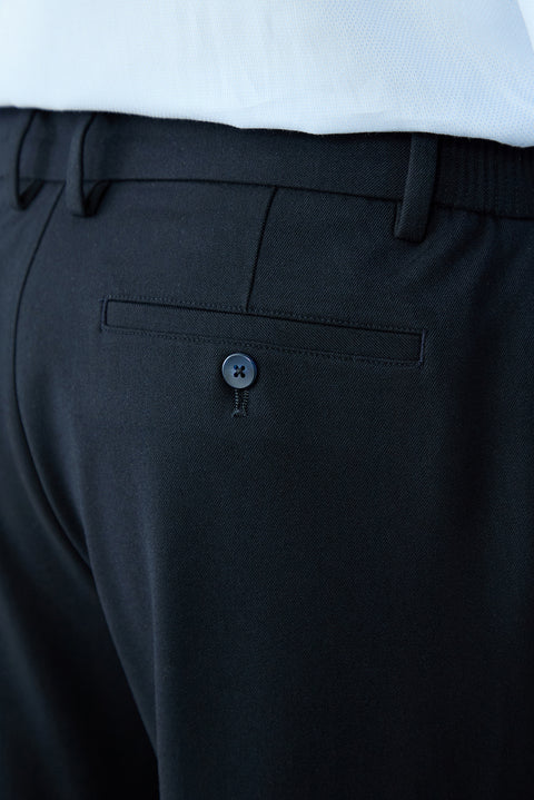 Dark Navy Regular Fit Plain Elasticated Waist Wool Blend Sports Trousers