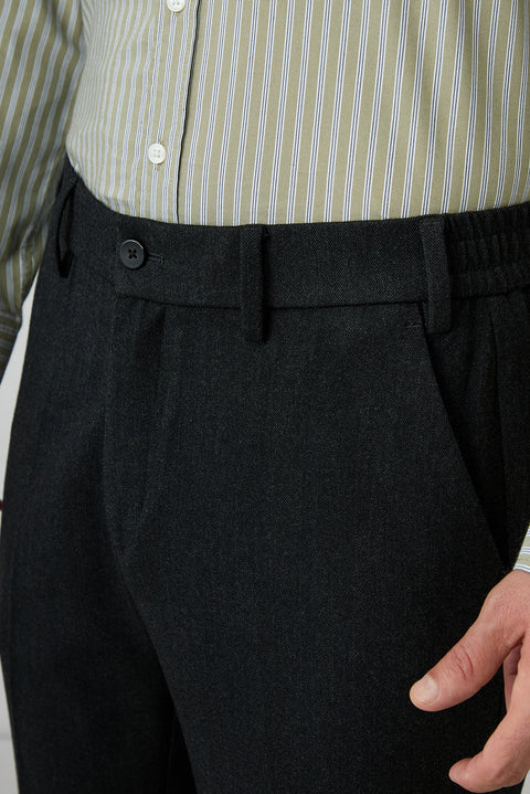 Dark Anthracite Slim Fit Elastic Waist Sports Trousers