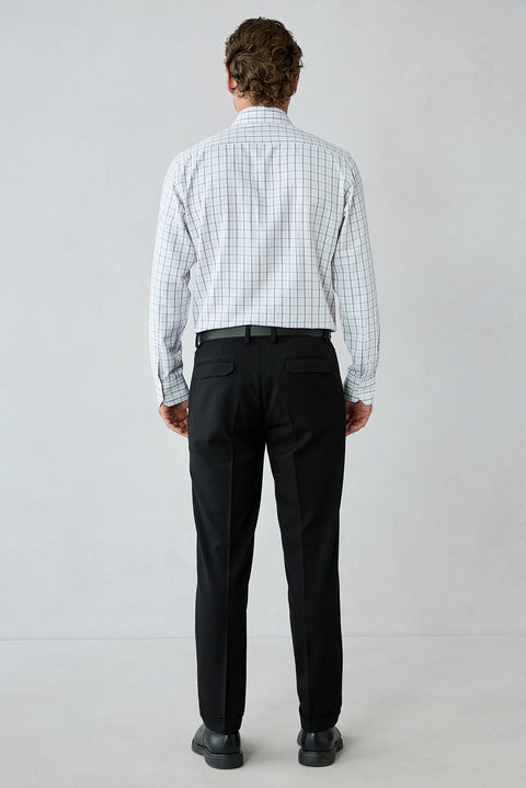Black Slim Straight Fit Wool Blend Sport Pants