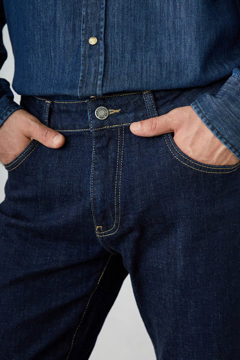 Koyu Lacivert Regular Fit Standart Kesim 5 Cep Pamuklu Denim Pantolon