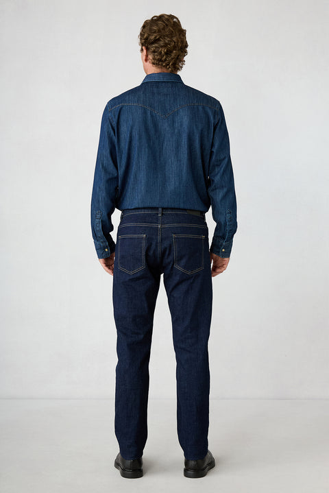 Koyu Lacivert Regular Fit Standart Kesim 5 Cep Pamuklu Denim Pantolon