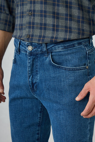 İndigo Regular Fit 5 Cep Pamuklu Denim Pantolon