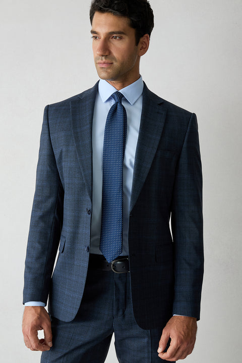 Açık Mavi Uzun Kol Slim Fit Ekose Pamuklu Kolay Ütülenebilir Klasik Gömlek
